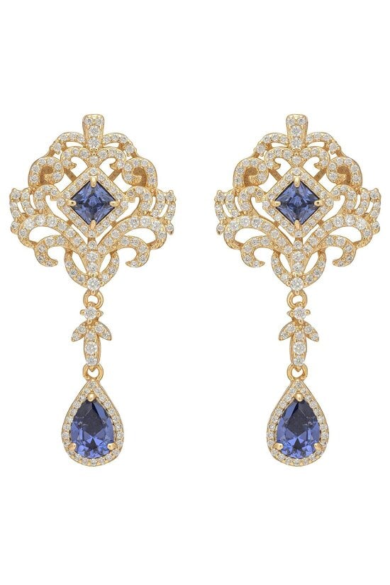 Latelita Claridge Drop Earrings Tanzanite Gold