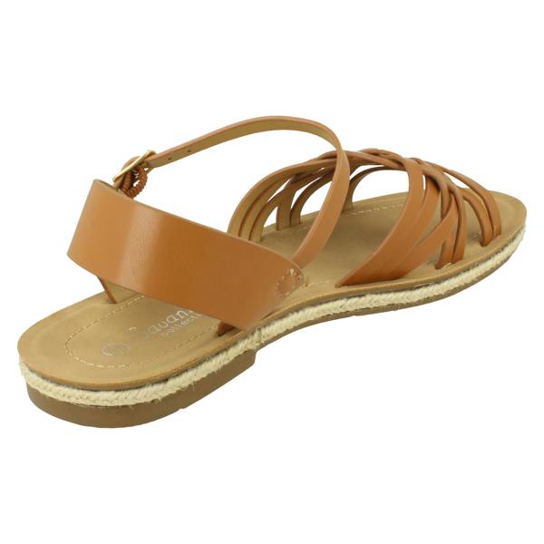 Savannah Ladies Savannah Flat Ankle Strap Sandal with Weaved Upper F00442