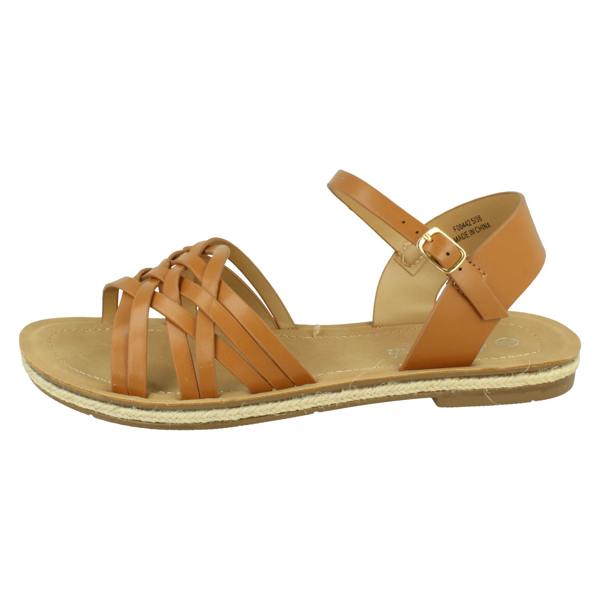 Savannah Ladies Savannah Flat Ankle Strap Sandal with Weaved Upper F00442