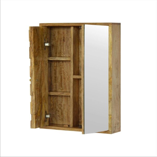 Wyld Haus Otranto Pineapple Carved Mango Wood Mirror Cabinet