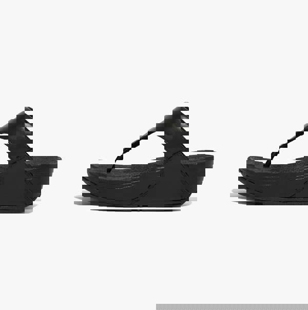 FitFlop LULU Womens Leather Toe Post Sandals Black