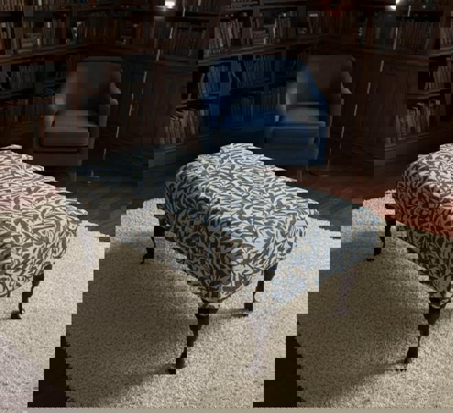 Premium Will Blue Velvet Footstool Ottoman Pouffe – Multifunctional Footrest & Coffee Table - ISTOOLS