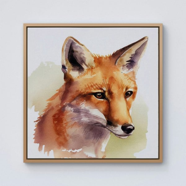 Warren Reed Fox Watercolour Framed Canvas