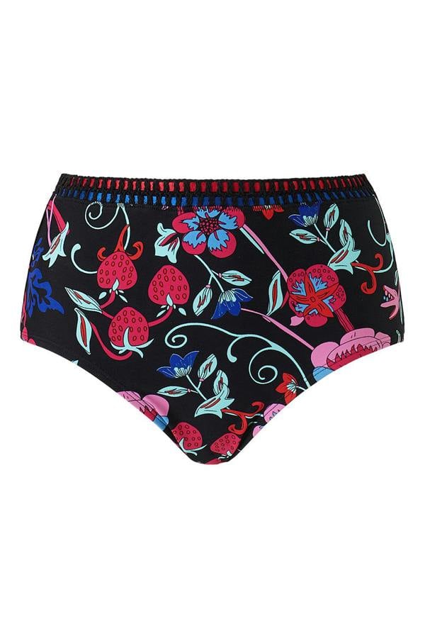 Black Pattern Blanket Stitch High Waist Brief