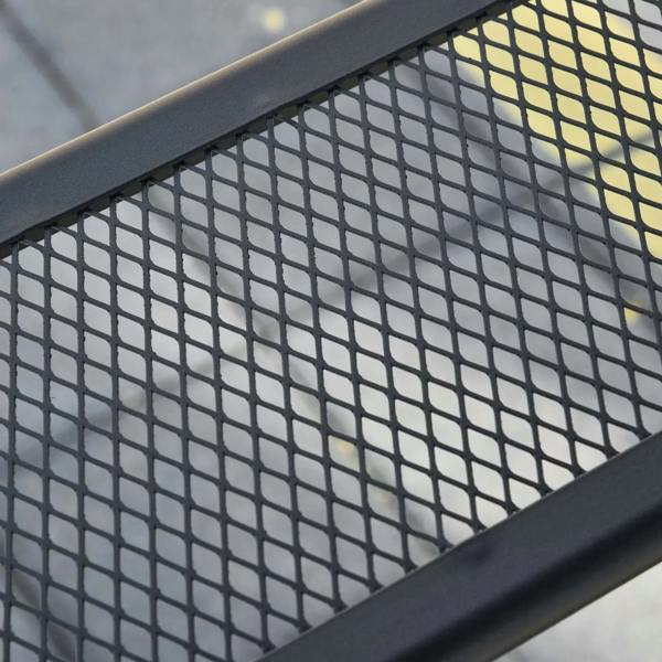 Black side mesh panel for grill gazebo canopy with diamond grid texture