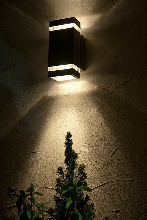 Outdoor IP44 Twin Wall Light Sconce Dark Grey LED 7.6W Bulb Outside External Loops
