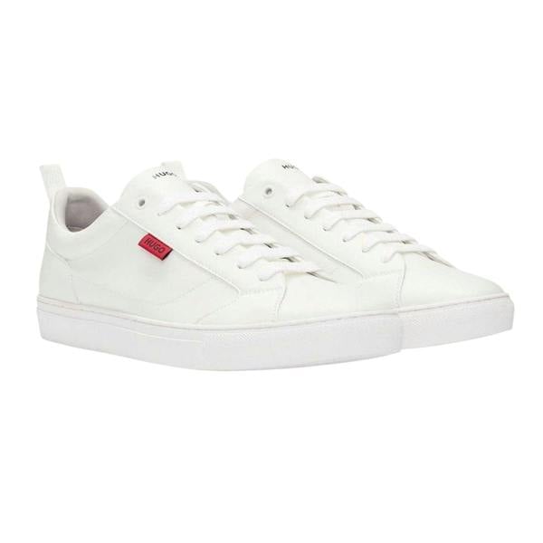 Hugo Mens Leather Tennis Trainers - White - 