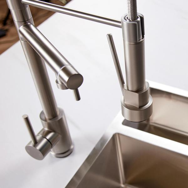 Flode Alta | Single Lever Kitchen Sink Mixer Tap with Swivel Spout | Brushed Steel Finish