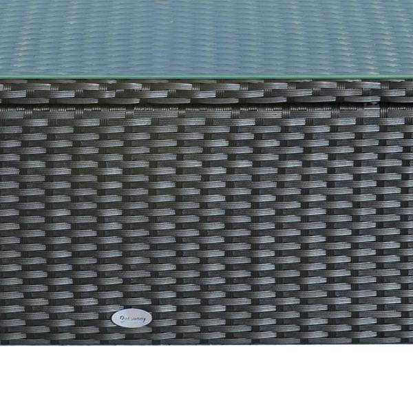 Black PE rattan coffee table with detailed woven side panel texture