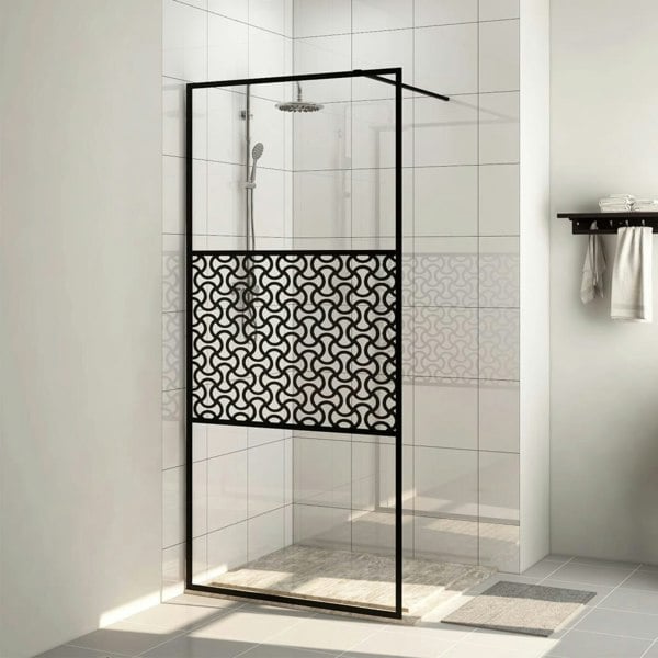 Berkfield Walk-in Shower Wall with Clear ESG Glass 80x195 cm Black
