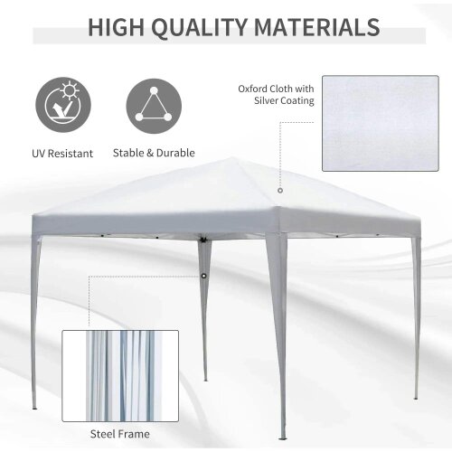 3 x 3M Garden Pop Up Gazebo Height Adjustable Marquee Party Tent Wedding Canopy with Carrying Bag, White
