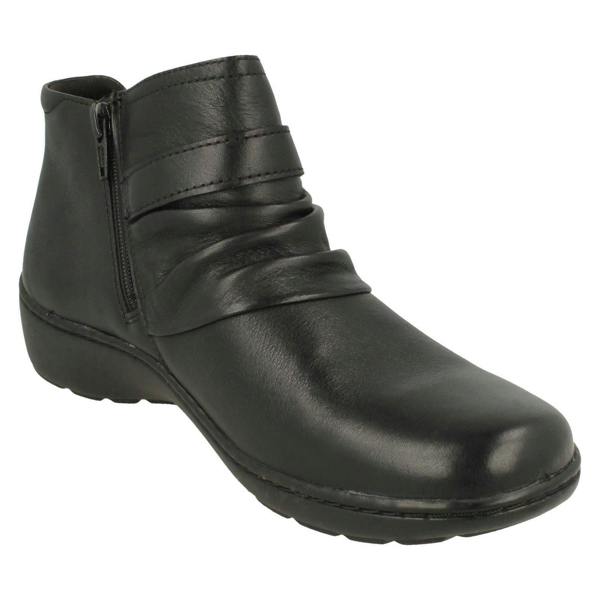 Clarks Ladies Clarks Buckle Detailed Ankle Boots Cora Rouched