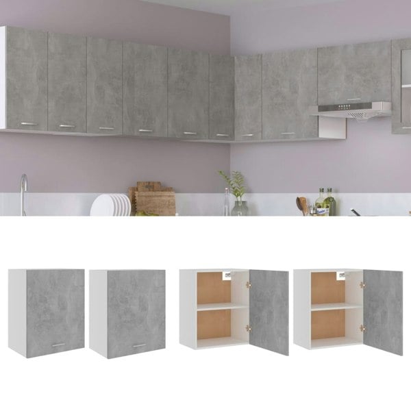 Berkfield Hanging Cabinets 2 pcs Concrete Grey 50x31x60 cm Engineered Wood