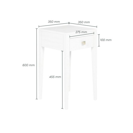 Wyld Haus Moscow White Wood Grain 1 Drawer Bedside Table