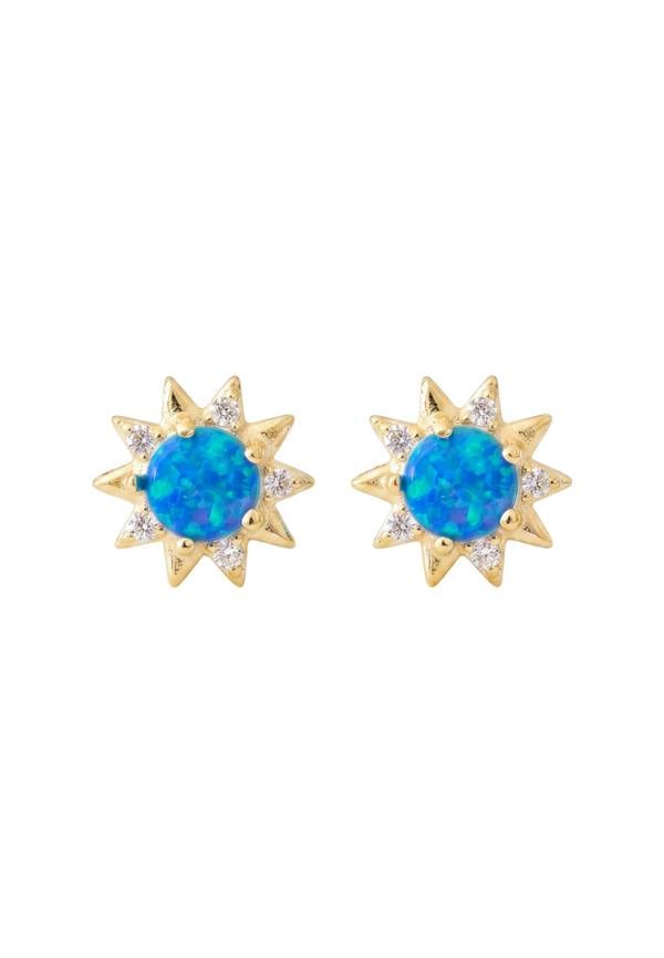 Latelita Sunflower Blue Opal Stud Earrings Gold