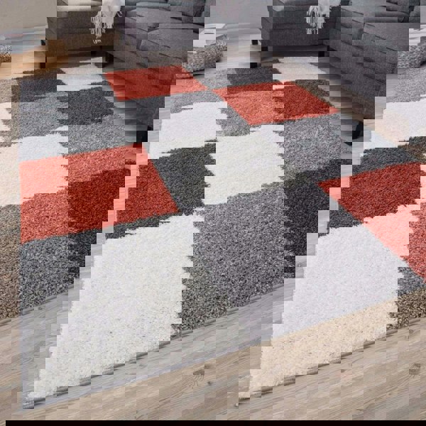 Geometric Design Thick Shaggy Area Rugs Terra