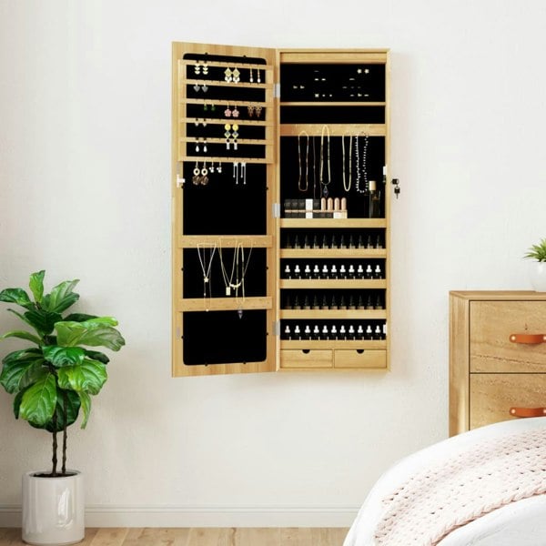 Berkfield Mirror Jewellery Cabinet with LED Lights Wall Mounted