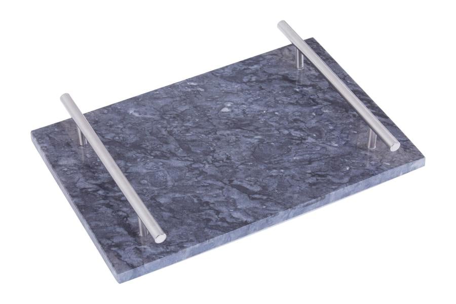 Interiors by Premier Marmore Black Marble Serving Board with Silver Handles