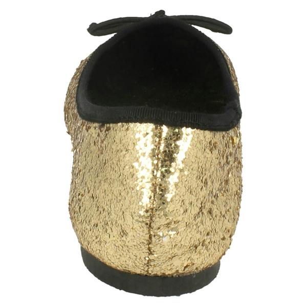 Ladies Star Flat Glitter Ballerina Shoe F8894