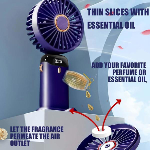 Dyzi 2 in 1 Portable Mini Handheld Desk Fan USB C Rechargeable Purple