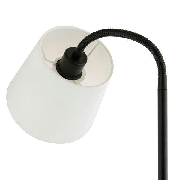 Designer Chic Standing Floor Lamp in Matte Black with White Cotton Fabric Shade Image 4