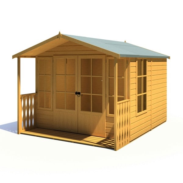 Shire Delmora 8x10 INC Verandah Summerhouse Interlock Cladding - Best Shed