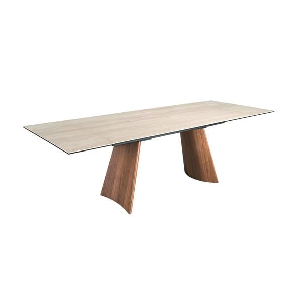 Angel Cerdá Rectangular extending dining table in porcelain marble and walnut effect steel 1164