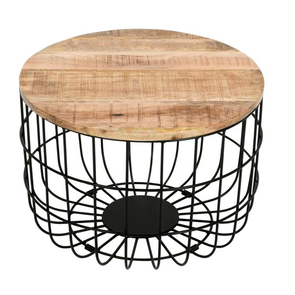 Wyld Haus California Solid Wood and Metal Wire Coffee Table