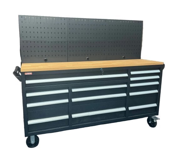 Rock Machinery Rock RT-066 Steel 72" Wooden benchtop tool chest with backboard