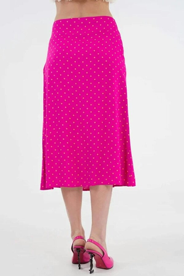 Hoxton Gal Plain Fuchsia Midi Woven Skirt with Slit Detail