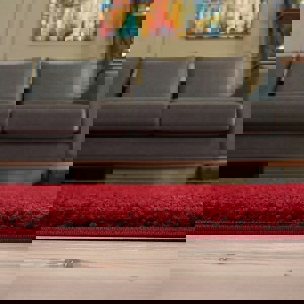 Shaggy Rug Plain Red non-shedding easy to clean