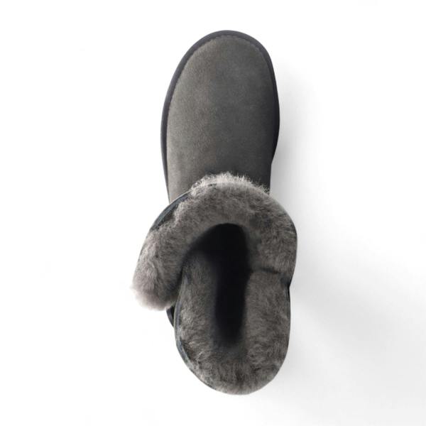Infinity Leather Women's Sheepskin Suede Grey Button Warm Winter Calf Boots - Willow