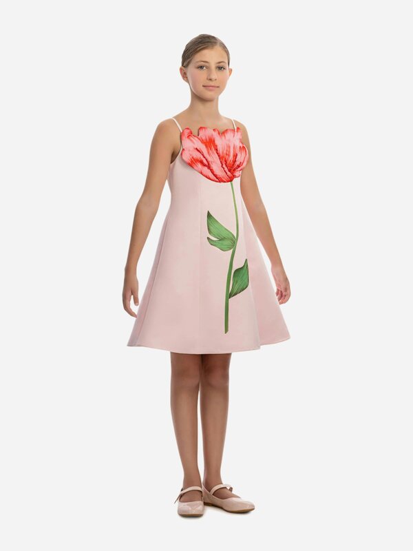DRESS & Fleur Girls Embellished Flower Dress in Pink