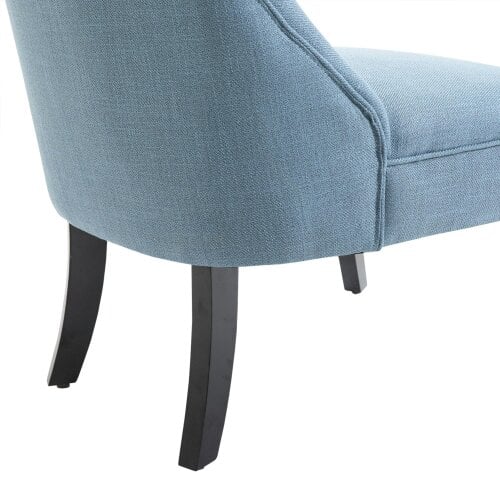 Wyld Haus Zilono Set Of 2 Blue Armless Button Tufted Tub Chairs With Linen Upholstery