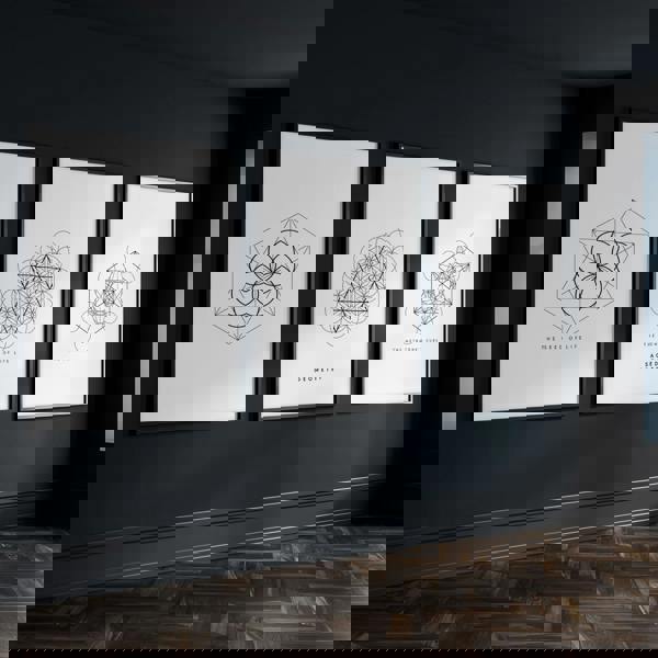 Canvas Pictures For Living Room | Set of 3 Sacred Geometry Wall art Prints