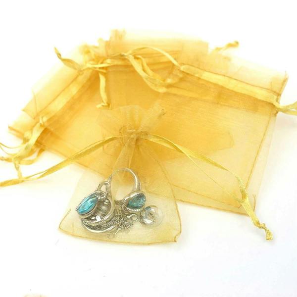 15cm Gold Organza Gift Bags with Drawstring for Jewellery, Candy and Favours image 1