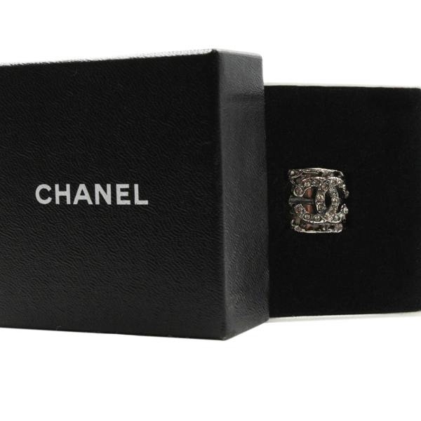 Chanel CC ring gunmetal and crystal