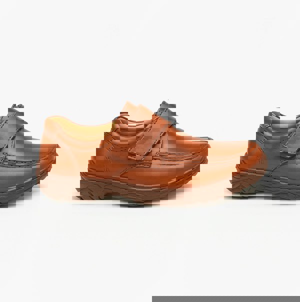 Scimitar KAIL Mens Faux Leather Touch Fasten Bar Loafers Tan