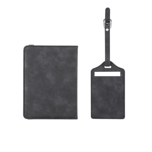 MidOcean Jettag Passport Holder and Luggage Tag Set - Stone Grey - 