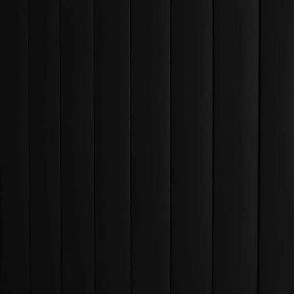 Sleek black Tambour shower door featuring vertical slats, offering a modern and stylish addition to any bathroom decor