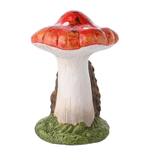 Country Living Hedgehog Holding A Pinecone On A Toadstool