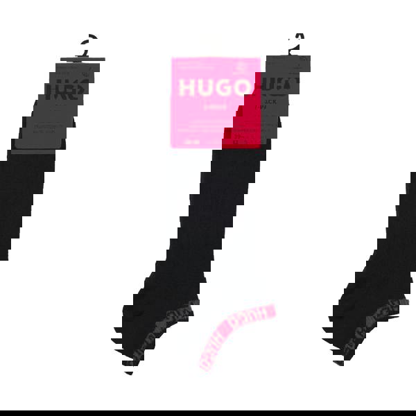 Hugo Mens Cuffed Branded Ankle Socks (Pack of 2) - Black - 