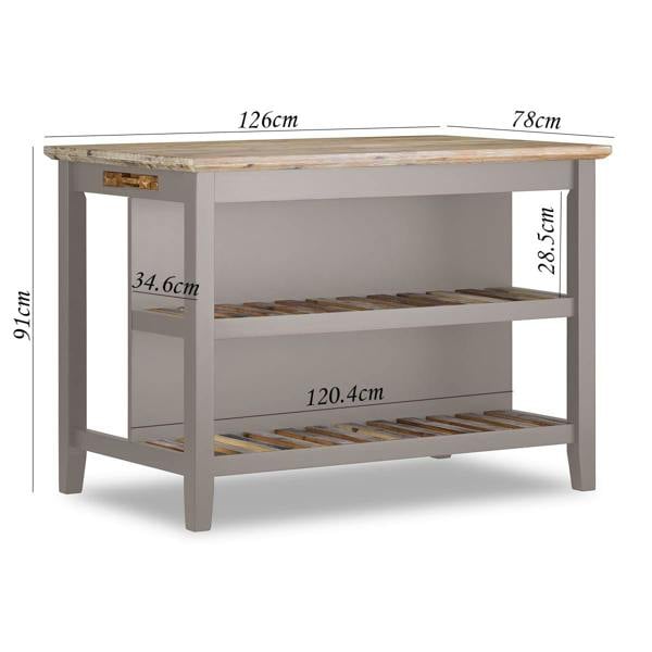 Statement Furniture Florence Breakfast Bar Kitchen Island with Shelves