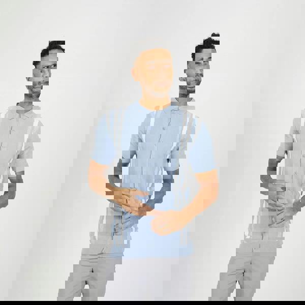 Brave Soul Blue Knitted Short Sleeve Shirt - Blue Image 1