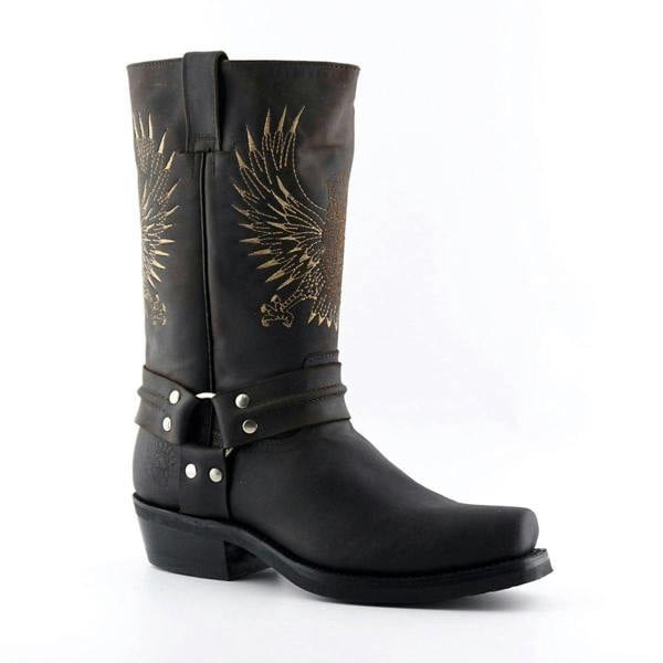Grinders Mens Brown Leather Cowboy Boots-Bald Eagle