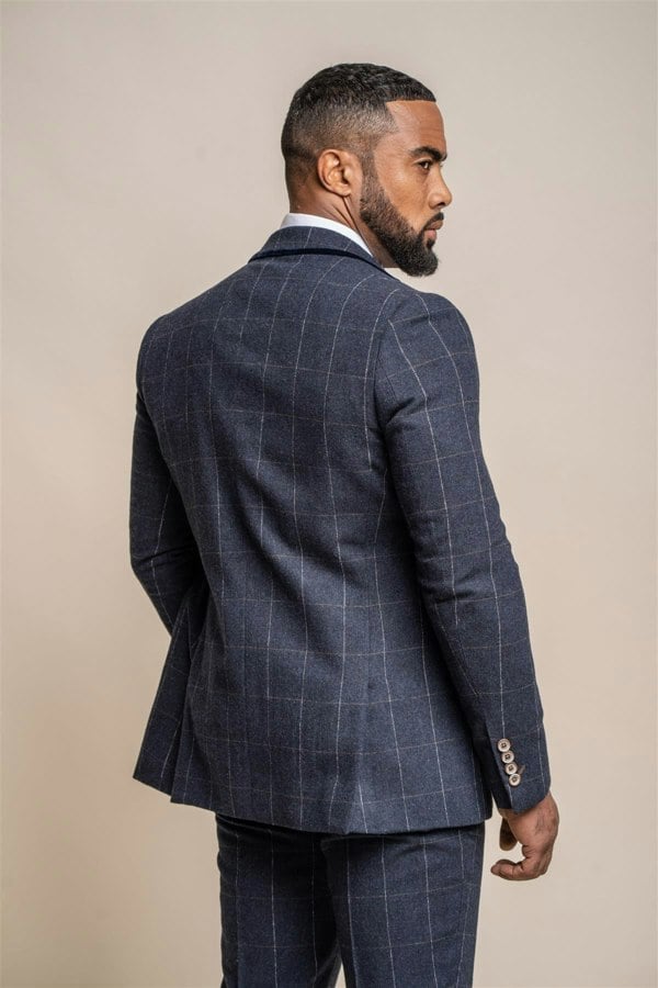 Angels navy check blazer back