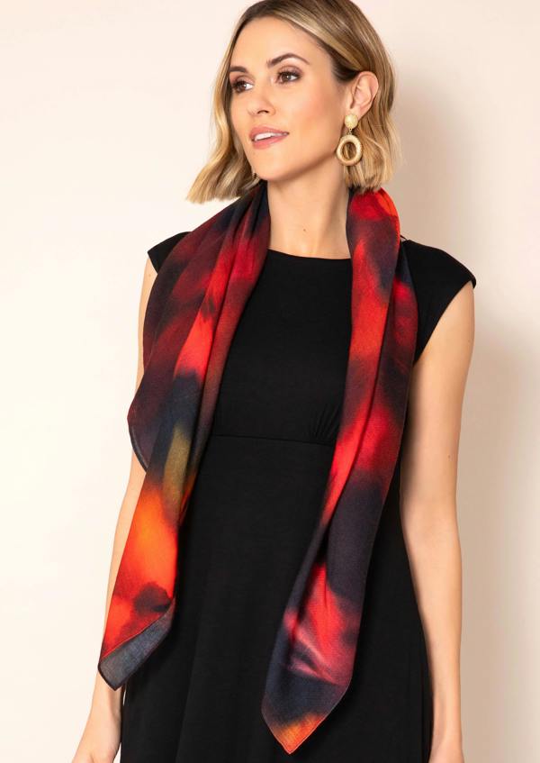 Alie Street London Minerva Silk Wool Scarf (Midnight Ember)
