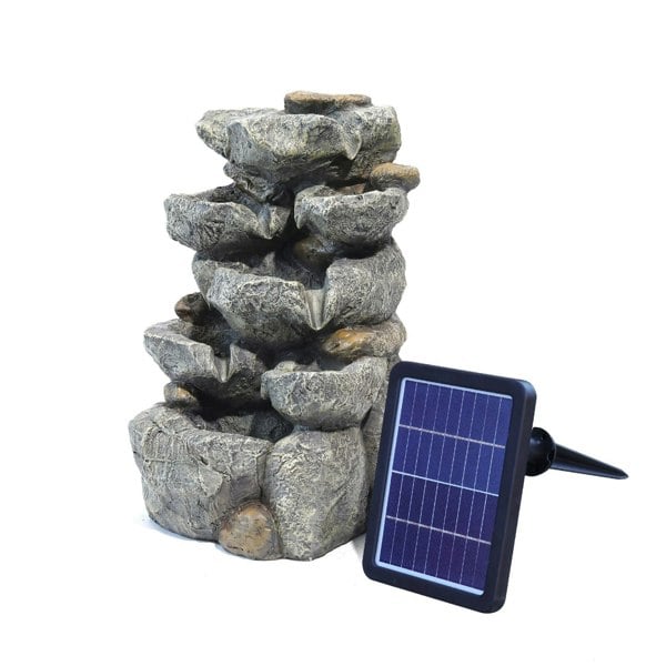 49cm Height Solar Power Garden Water Feature Cascading LED Rockfall Fountains Living and Home