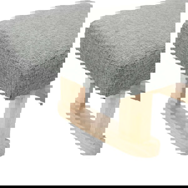 Living and Home Linen Upholstered Footstool with Wooden Legs