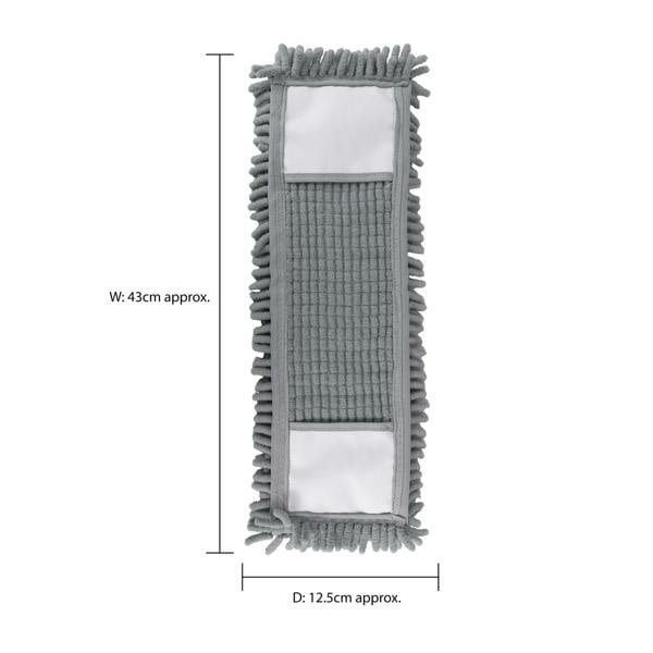 JVL Extendable Chenille Mop With 2 Replacement Heads - Grey